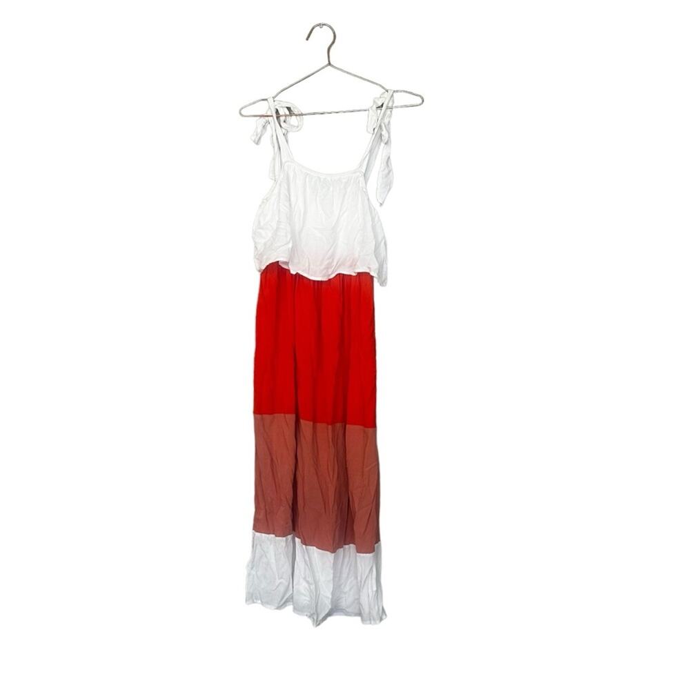 C.D.M sun dress with tie straps tiered color block size small
